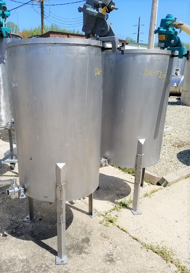 (2) used 55 Gallon Stainless Steel Mixing Tank.  22